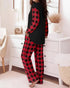 2 Pieces Outfit Letter Placement Print Long Sleeve Drop Shoulder Top and Ombre Loose Fit Pants Set Casual Pajamas Set black