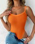 U-Neck Sleeveless Tank Top Bodysuits Slim Fit Ribbed Bodysuits orange