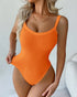 U-Neck Sleeveless Tank Top Bodysuits Slim Fit Ribbed Bodysuits orange