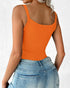 U-Neck Sleeveless Tank Top Bodysuits Slim Fit Ribbed Bodysuits orange