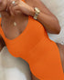 U-Neck Sleeveless Tank Top Bodysuits Slim Fit Ribbed Bodysuits orange