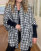Houndstooth Print Versatile Loose Fit Sweater Coat Casual Warm Cape Shawl blackwhite