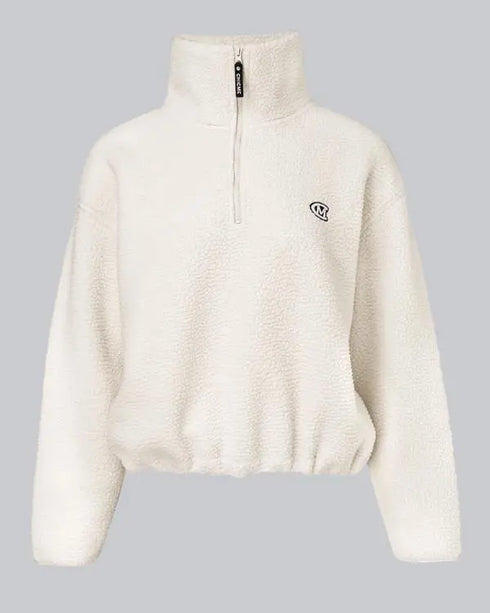 Stand Collar Zipper Design Casual Sweatshirt Apricot