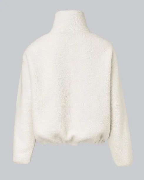 Stand Collar Zipper Design Casual Sweatshirt Apricot