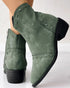 Almond Toe Chunky Heel Ankle Boots green