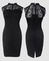 Pearls Decor Thick Strap Backless Slit Back Tank Dress Zipper Back Bodycon Dress With Belt black