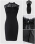 Halter Thick Strap Chic 3D Floral Dec Slim Fit Dress black