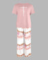 2 Pieces Outfit Coffee Skeleton Girl Print Short Sleeve Top and Tie Dye Print Elastic Waist Pants Set Casual Pajamas Set pink
