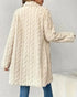 Cable Textured Lapel Neck Double Breasted Fleece Longline Teddy Coat Apricot