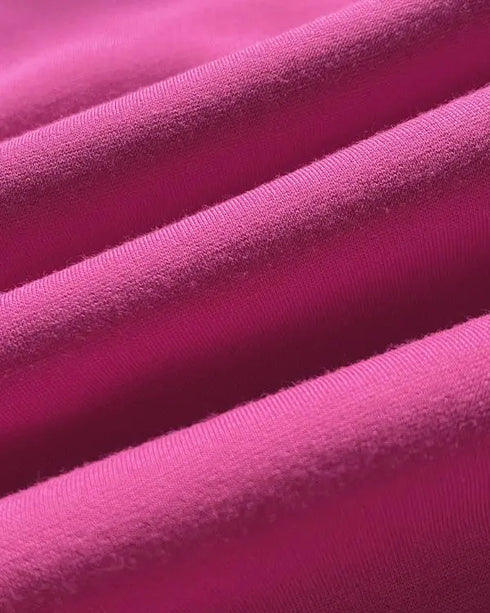 Pearls Decor Lantern Sleeve Slit Evening Dress Zipper Back Slim Fit Party Dress hot pink