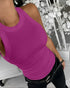 O-Neck Sleeveless Basic Slim Fit Skinny Tank Casual Top(Without Pads) hot pink