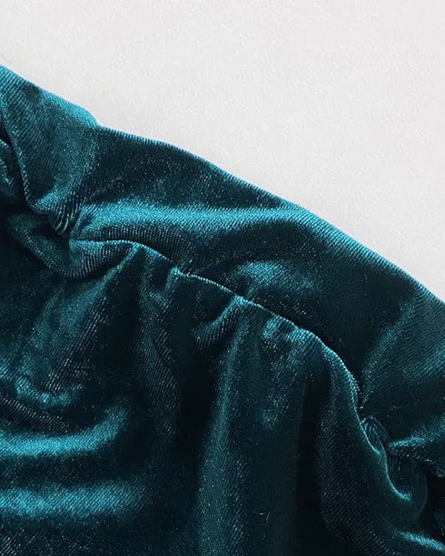 Velvet Fuzzy Trim Hooded Mini Dress Long Sleeve Zipper Design Sweatshirt Pullover Casual Dress green