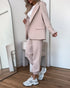 Shawl Collar Long Sleeve Blazer and Drawstring Pants Set Light Khaki