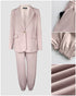 Shawl Collar Long Sleeve Blazer and Drawstring Pants Set Light Khaki