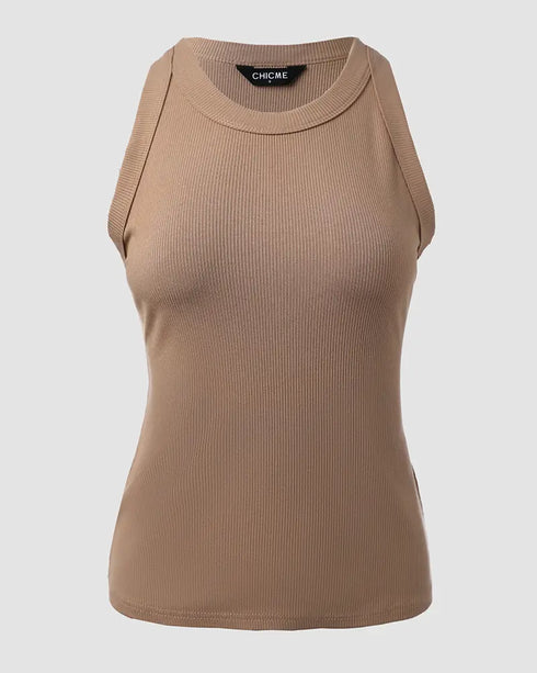 3-Pack Knit Round Neck Thick Strap Racerback Tank Tops(Without Pads) style14