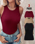 3-Pack Knit Round Neck Thick Strap Racerback Tank Tops(Without Pads) style14