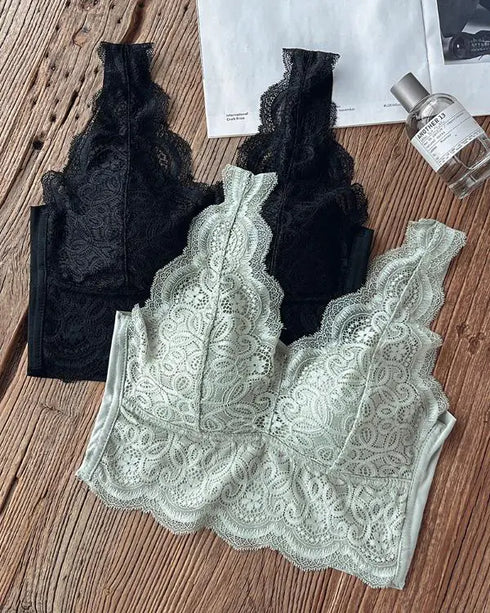 2-Pack Lace Scallop Trim Lace Bralette V-Neck Camisoles style3