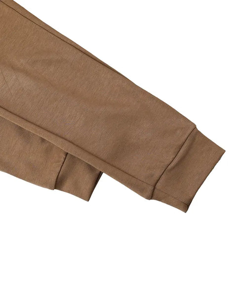 2 Pieces Outfit Drop Shoulder Kangaroo Pocket Stretchy Hem Crop Drawstring Hoodie Sweatshirt and Drawstring Elastic Waist Jogger Sweatpants Casual Tracksuit khaki