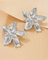 2 Pieces Jewellery Set Metal Leaf Necklace and Flower Earrings Set silver