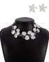 2 Pieces Jewellery Set Metal Leaf Necklace and Flower Earrings Set silver