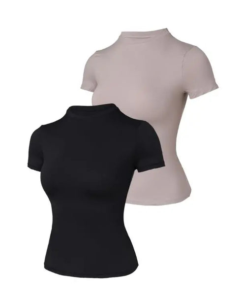 ChicMe ContourX 2-Pack Crewneck Short Sleeve Tee Slim Fit Basic T-Shirts style3