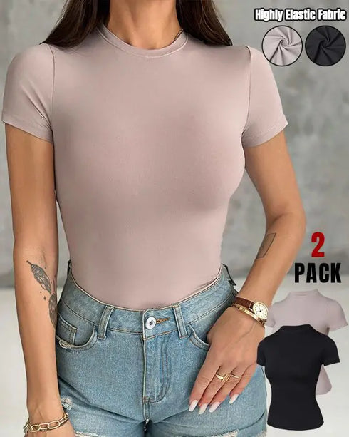 ChicMe ContourX 2-Pack Crewneck Short Sleeve Tee Slim Fit Basic T-Shirts style3