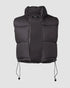 Stand Collar Zip Up Lightweight Cropped Puffer Vest Sleeveless Drawstring Hem Padded Coat black