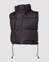 Stand Collar Zip Up Lightweight Cropped Puffer Vest Sleeveless Drawstring Hem Padded Coat black