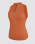 Ribbed O-Neck Slim Fit Zipper Thick Strap Mental O-ring Cinch Waist Tank Casual Top orange