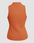 Ribbed O-Neck Slim Fit Zipper Thick Strap Mental O-ring Cinch Waist Tank Casual Top orange