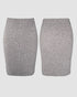 2 Pieces Outfit High Neck Batwing Sleeve Loose Top and Elastic Waist Slim Fit Skirt Set Casual Ribbed Set gray