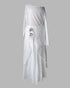2 Pieces Outfit Button Decor One Shoulder Turn-Up Sleeves Slit Raw Edges Top and Casual Drawstring Elastic Waist Wide Leg Pants Set white