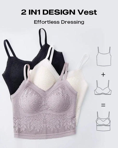 Lace V-Neck Adjustable Spaghetti Strap Bralette Camisoles Sexy Soft Crop Cami Top black