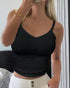 Lace V-Neck Adjustable Spaghetti Strap Bralette Camisoles Sexy Soft Crop Cami Top black