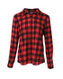 Plaid Pattern Button Down Shirts Long Sleeve Shackets Casual Blouse Top red
