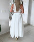 2 Pieces Outfit Lace Hollow Out Sleeveless Crop Top and Casual High Waist A Line Skirt Set white