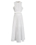 2 Pieces Outfit Lace Hollow Out Sleeveless Crop Top and Casual High Waist A Line Skirt Set white