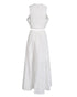 2 Pieces Outfit Lace Hollow Out Sleeveless Crop Top and Casual High Waist A Line Skirt Set white
