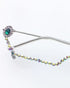 1Pair Rhinestone Half Frame Lensless Glasses silver