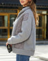 Women's Pocket Design Patchwork Long Sleeve Fluffy Teddy Puffer Coat gray