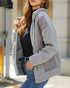 Women's Pocket Design Patchwork Long Sleeve Fluffy Teddy Puffer Coat gray