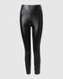Rhinestone Contrast Mesh High Waist Skinny Pants Sexy Slim Fit Pu Leather Pants black