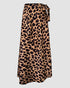 PU Leather Wrap Lace-Up Casual Mid-Length Skirt Work Skirt Leopard