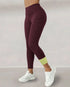 Winter Warm High Waisted Workout Athletic Leggings Tummy Control Butt Lifting Ultra Soft Thermal Lined Yoga Pants Women's Sportswear with Stacked Slit Pockets On Side Wine red