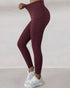 Winter Warm High Waisted Workout Athletic Leggings Tummy Control Butt Lifting Ultra Soft Thermal Lined Yoga Pants Women's Sportswear with Stacked Slit Pockets On Side Wine red