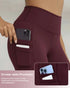 Winter Warm High Waisted Workout Athletic Leggings Tummy Control Butt Lifting Ultra Soft Thermal Lined Yoga Pants Women's Sportswear with Stacked Slit Pockets On Side Wine red