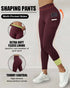 Winter Warm High Waisted Workout Athletic Leggings Tummy Control Butt Lifting Ultra Soft Thermal Lined Yoga Pants Women's Sportswear with Stacked Slit Pockets On Side Wine red