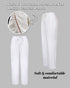 Hollow Out Lace Patch Pocket Design Casual Pants white