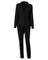2 Pieces Outfit Shawl Collar Single Breasted Pockets Design Blazer Coat and Drawstring Elastic Waist Slim Fit Pants Set black