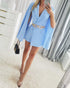 Notched Collar Long Sleeve Blazer Romper Casual Cloak Slim Fit Short Jumpsuit Without Belt Lighted Blue
